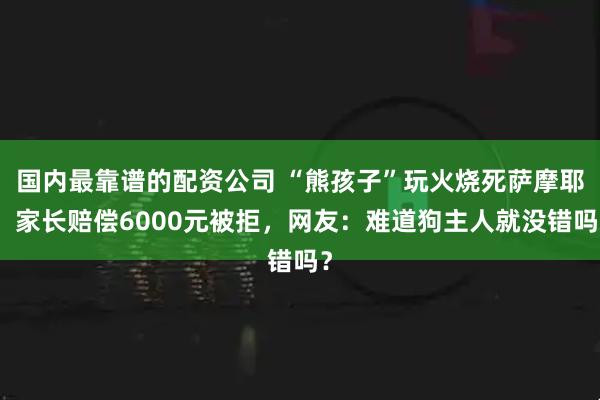 国内最靠谱的配资公司 “熊孩子”玩火烧死萨摩耶，家长赔偿6000元被拒，网友：难道狗主人就没错吗？